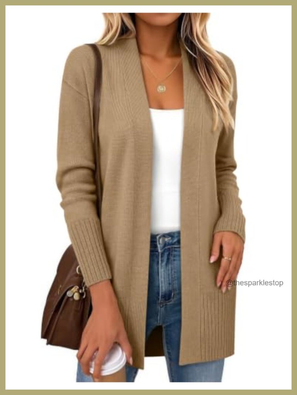 Open Front Cardigan Long Sleeve Knit Sweater Loose Fit Layer